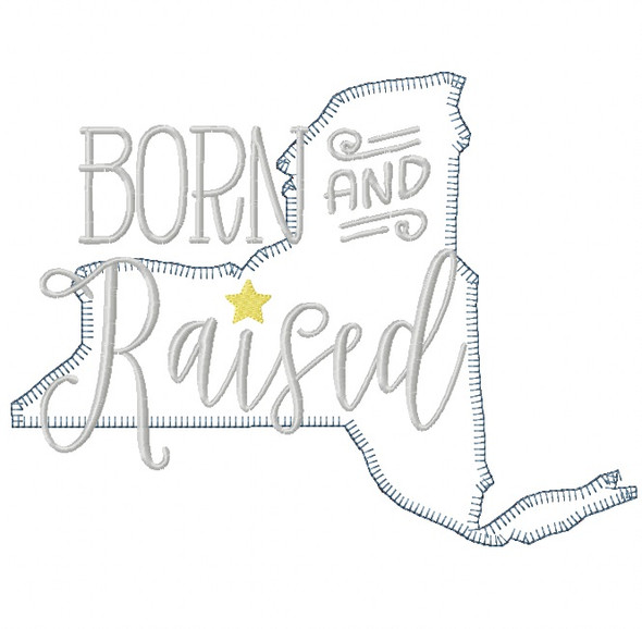 New York Born and Raised Vintage and Blanket Stitch Applique