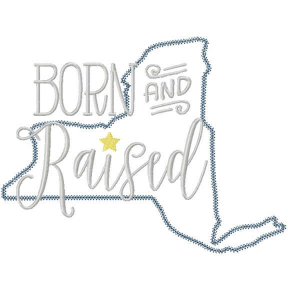 New York Born and Raised Vintage and Blanket Stitch Applique Machine Embroidery Design
