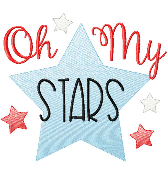 Oh My Stars Sketch Applique Machine Embroidery Design