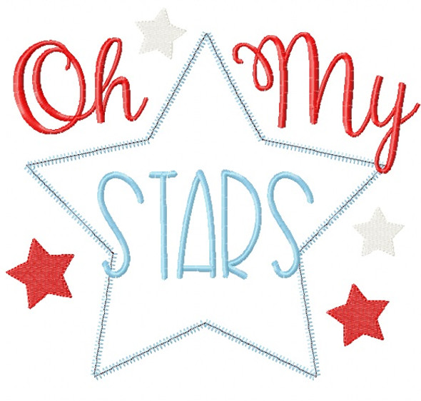 Oh My Stars Satin and Zigzag Applique Embroidery Design
