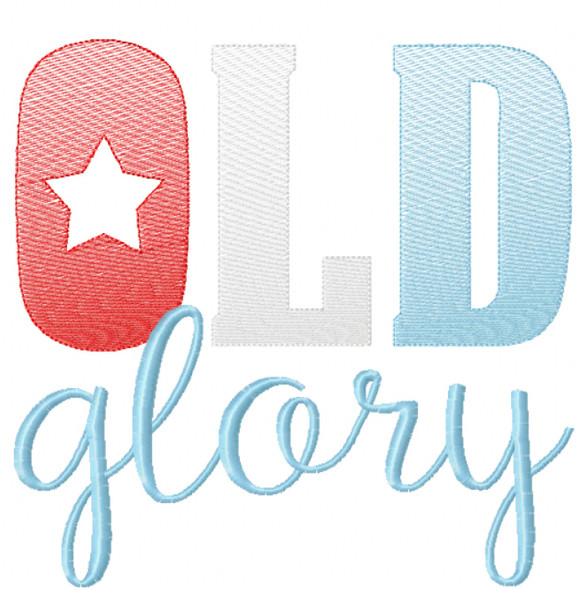 Old Glory Sketch Applique Machine Embroidery Design