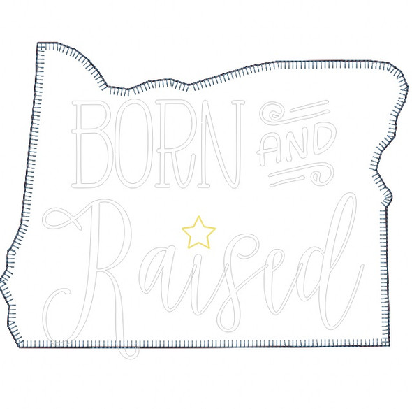 Oregon Born and Raised Vintage and Blanket Stitch Applique