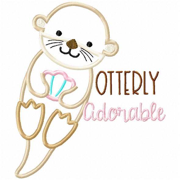 Otterly Adorable Satin and Zigzag Applique Embroidery Design