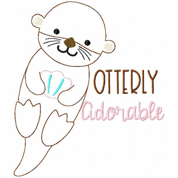 Otterly Adorable Simple Stitch and Sketch Fill Applique Embroidery Design