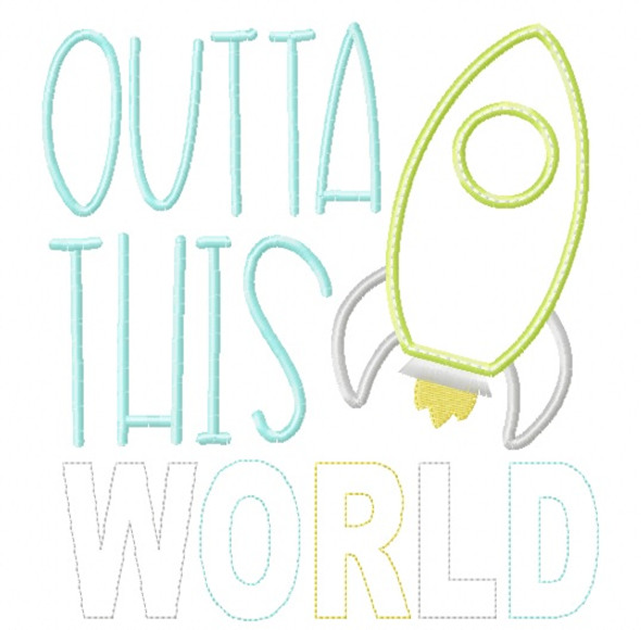 Outta This World Satin and Zigzag Stitch Applique Machine Embroidery Design