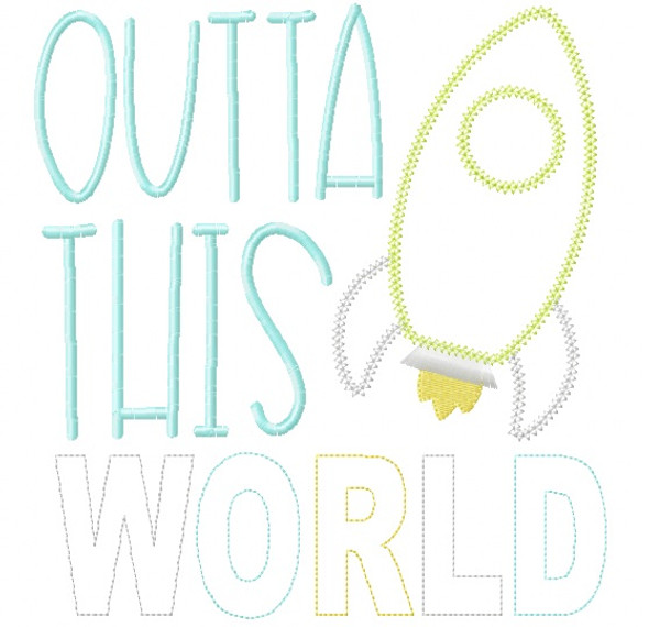 Outta This World Vintage and Chain Stitch Applique   Embroidery Design