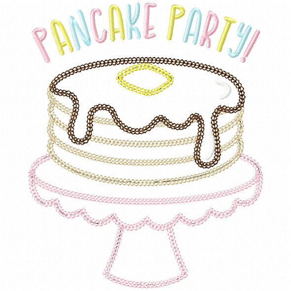 Pancake Party Vintage and Chain Stitch Embroidery Design