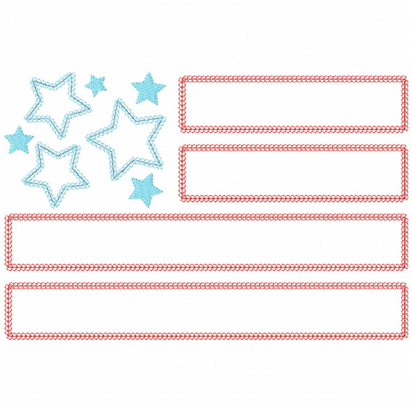 Patriot Flag Vintage and Chain Applique Embroidery Design