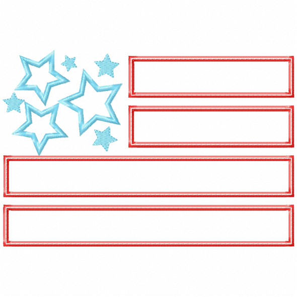 Patriot Flag Satin and Zigzag Applique  Embroidery Design