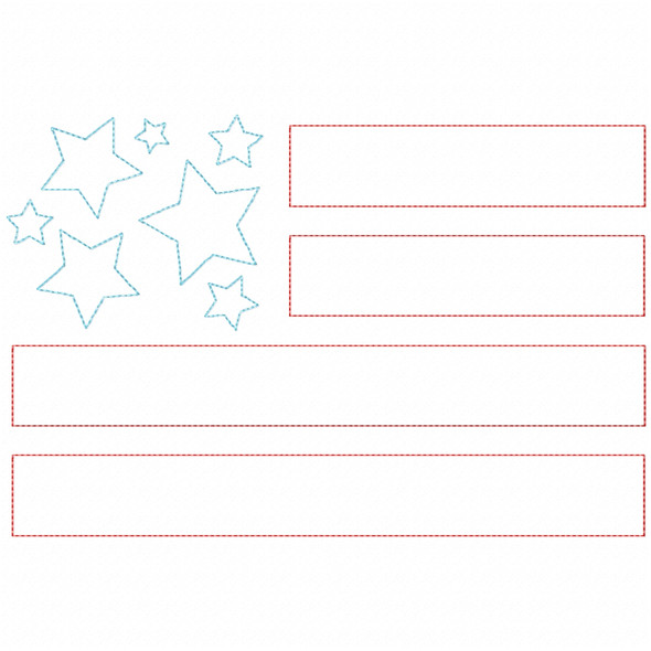 Patriot Flag Stitch and Sketch Fill Applique Embroidery Design