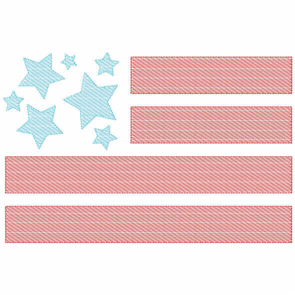 Patriot Flag Stitch and Sketch Fill Applique Embroidery Design
