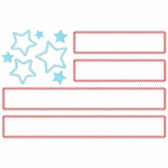 Patriot Flag Vintage and Chain Applique Embroidery Design