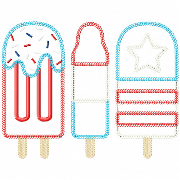 Patriotic Pops Vintage and Chain Applique Embroidery Design