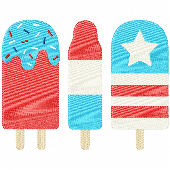 Patriotic Pops Simple Stitch and Sketch Fill Applique Machine Embroidery Design