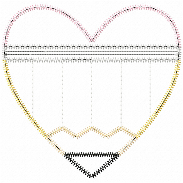 Heart pencil machine embroidery design for Back to School in zigag stitch – available in 4x4, 5x7, 6x10, 8x8, and 9x14 sizes
