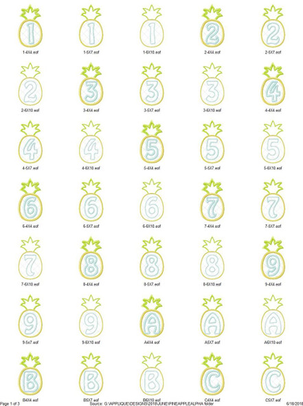 Pineapple Alphabet  Embroidery Design Font