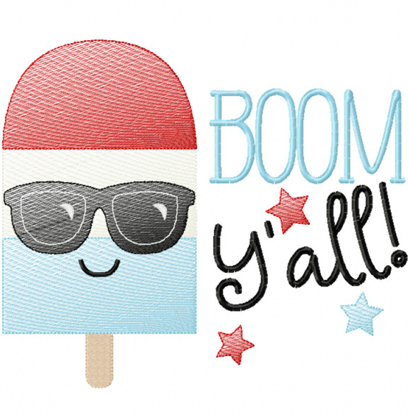 Popsicle Boom Sketch Applique Machine Embroidery Design