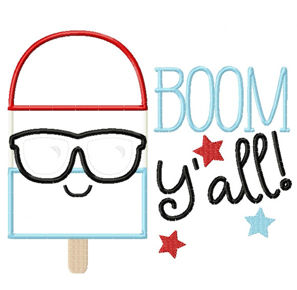 Popsicle Boom Satin and Zigzag Applique Machine Embroidery Design