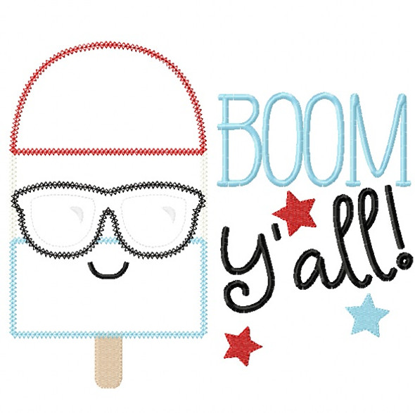 Popsicle Boom Chain and Vintage Applique Machine Embroidery Design