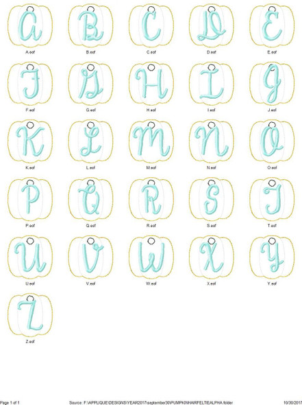 Pumpkin Hair Feltie Alphabet Embroidery Design Font