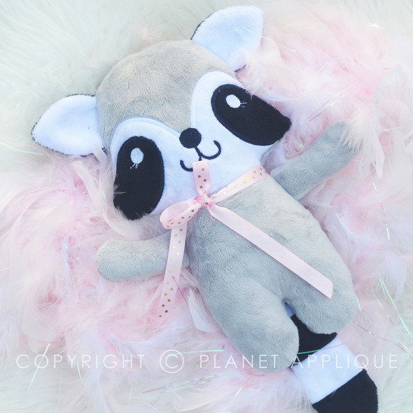 In the Hoop Rhianna Raccoon Plush Machine Embroidery Design