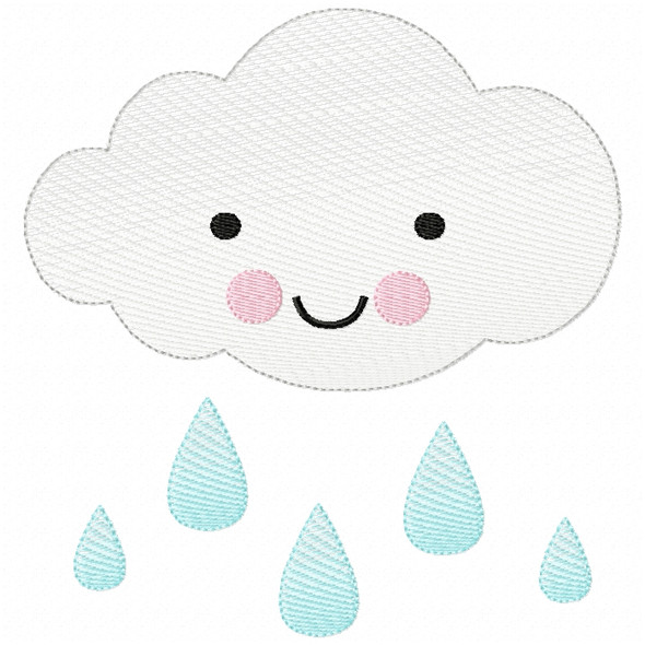 Raincloud Sketch Filled Stitch Machine Embroidery Design