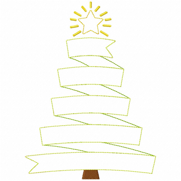 Ribbon Christmas Tree Sketch Fill and Simple Stitch Machine Embroidery Design