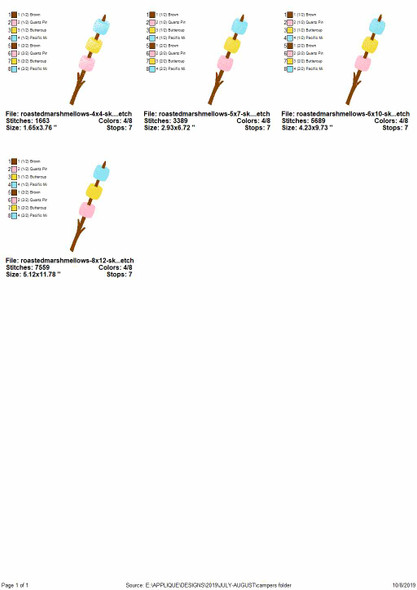 Roasted Marshmellows Sketch Applique Embroidery Design