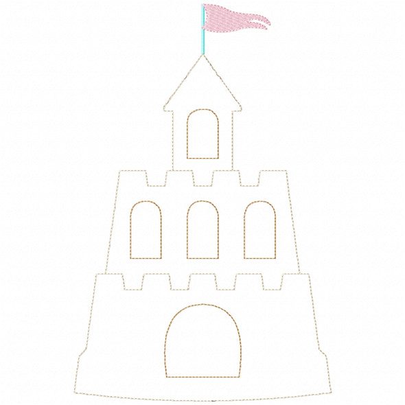 Sandcastle 3 Stitch and Sketch Fill Applique Embroidery Design