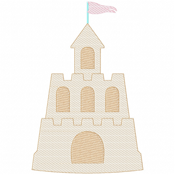 Sandcastle 3 Stitch and Sketch Fill Applique Embroidery Design