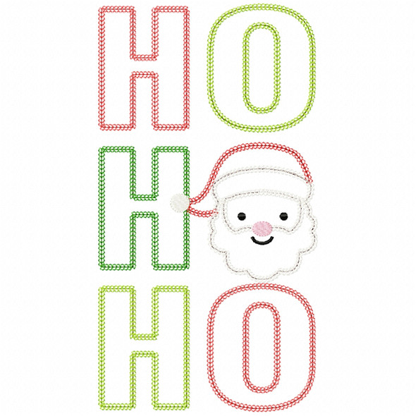 Santa Ho Ho Ho Vintage and Chain Applique Embroidery Design