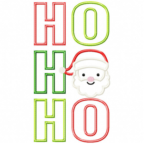 Santa Ho Ho Ho Satin and Zigzag Applique Embroidery Design