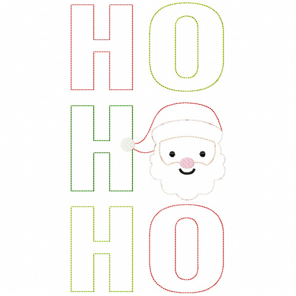 Santa Ho Ho Ho Simple Stitch and Sketch Fill Applique Embroidery Design