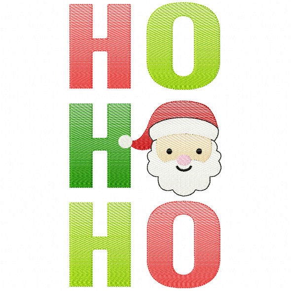 Santa Ho Ho Ho Simple Stitch and Sketch Fill Applique Embroidery Design