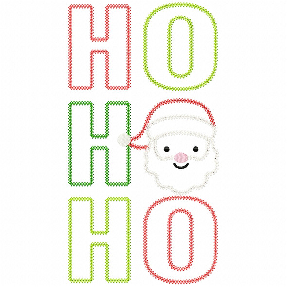 Santa Ho Ho Ho Vintage and Chain Applique Embroidery Design