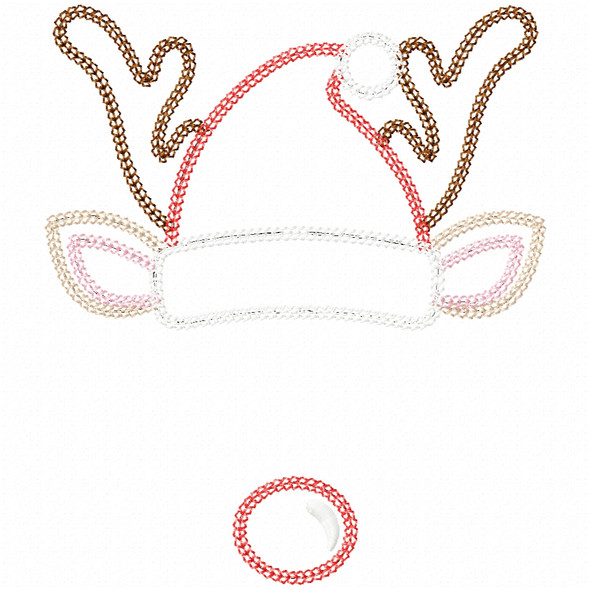 Santa Reindeer Name Vintage and Chain Applique Embroidery Design