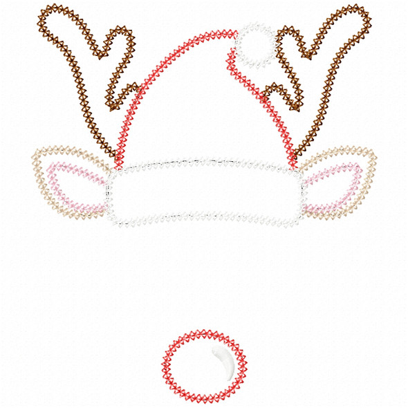 Santa Reindeer Name Vintage and Chain Applique Embroidery Design