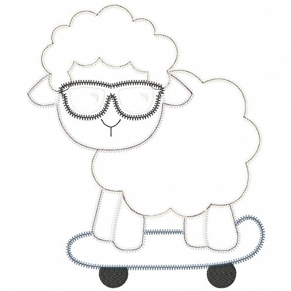 Skateboard Lamb Satin and Zig Zag Embroidery Design