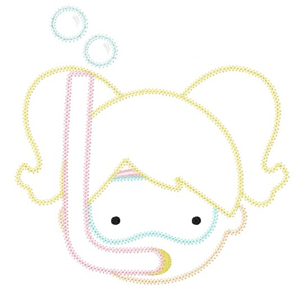 Snorkel Girl Vintage and Chain Stitch Applique Machine Embroidery Design