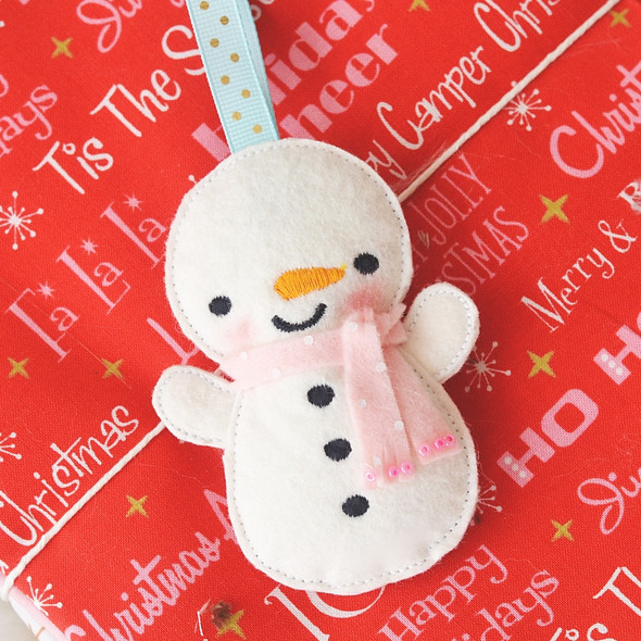 In the Hoop Snowman Ornament Embroidery Design
