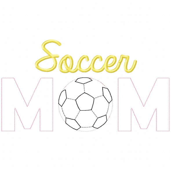 Soccer Mom Simple Stitch and Sketch Fill Applique Embroidery Design