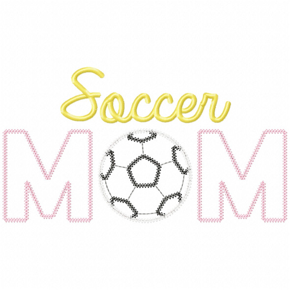 Soccer Mom Vintage and Chain Applique Machine Embroidery Design
