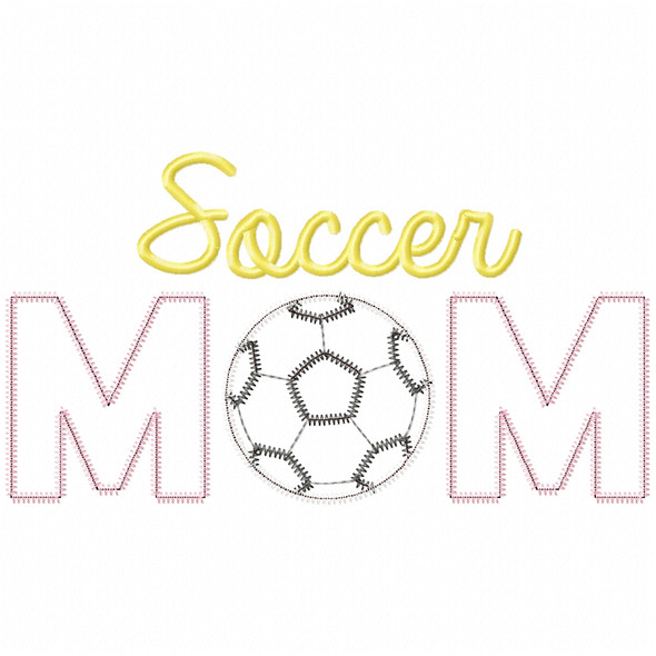 Soccer Mom Satin and Zigzag Applique Embroidery Design