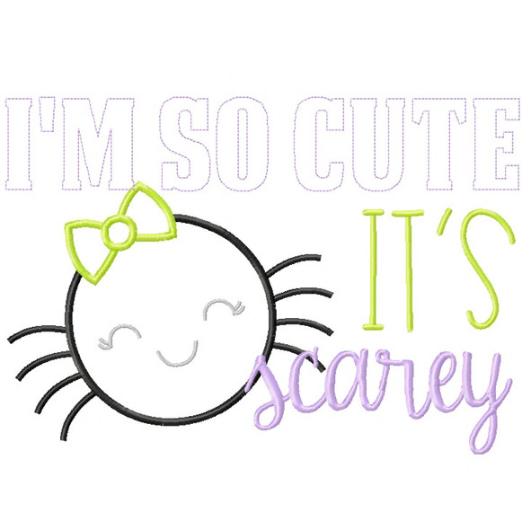 So Cute Its Scarey Satin and Zigzag Stitch Applique Machine Embroidery Design