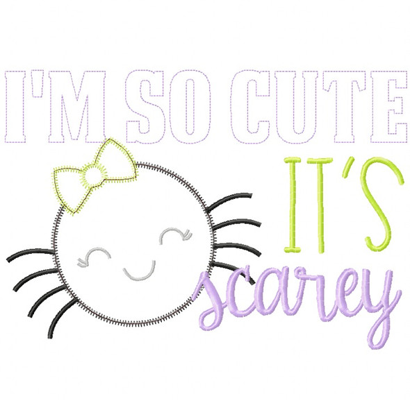 So Cute Its Scarey Satin and Zigzag Stitch Applique   Embroidery Design
