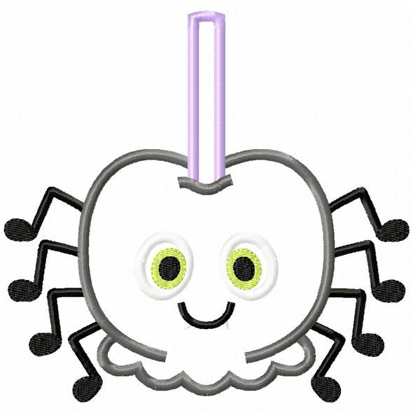 Spider Candy Apple Satin and Zigzag Applique Machine Embroidery Design