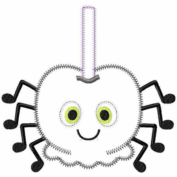 Spider Candy Apple Satin and Zigzag Applique Embroidery Design