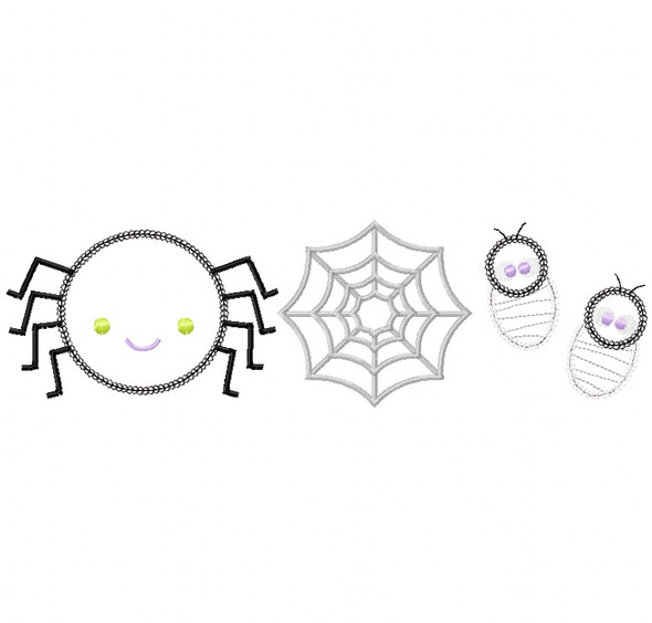 Spider Set Vintage and Chain Stitch Applique Embroidery Design