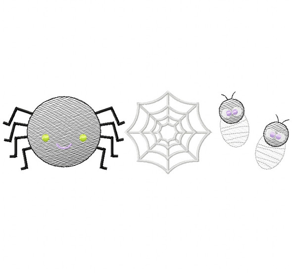 Spider Set Sketch Embroidery Machine Embroidery Design