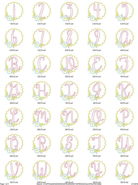 Spring Scallop Alphabet  Embroidery Design Font